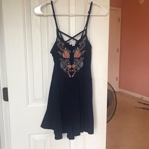 Scrappy Navy Blue Romper